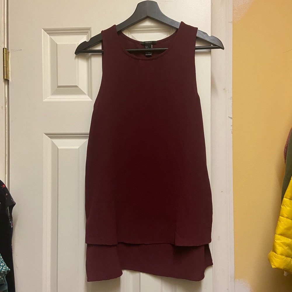 High-low burgundy Forever21 tank shirt